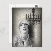 Chic Paris Vintage Chandelier great gatsby girl Postcard | Zazzle