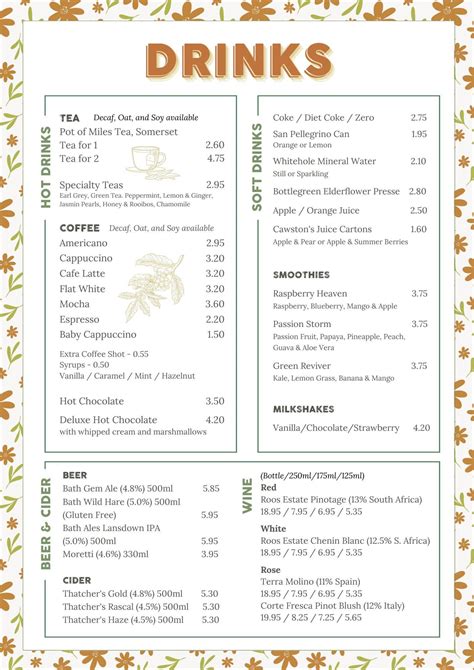 Menu at Farrington's Farm Shop & Café cafe, Farrington Gurney