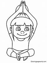 Little Girl Doing Yoga Coloring Page  Free Printable Pages sketch template