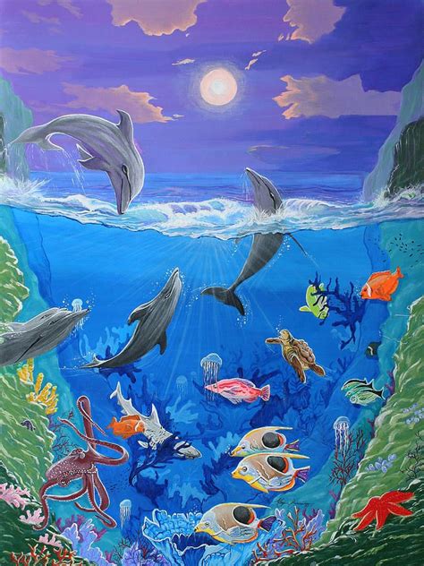 Whimsical Original Painting UNDERSEA WORLD Tropical Sea Life Art by ...