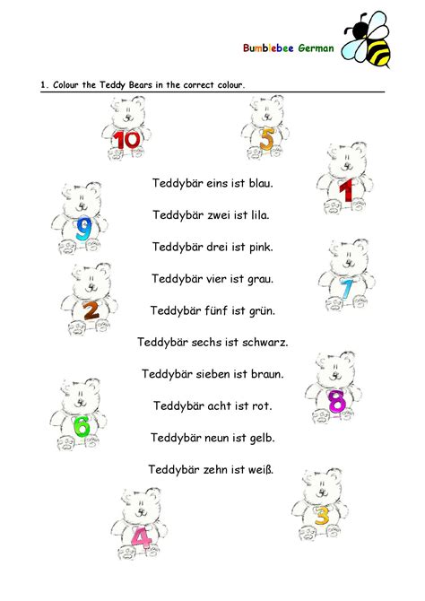 German worksheets for Kids - Printouts - BeeGerman