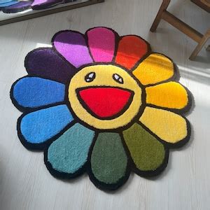 Takashi Murakami Flower Rug Smile Japanese Tufted Rug - Etsy