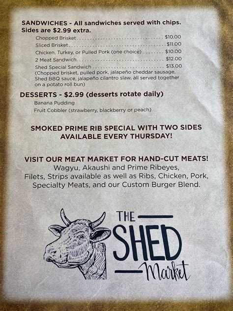 Menu - The Shed Abilene