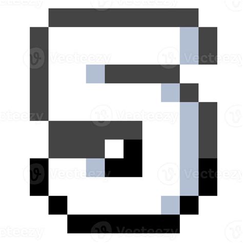 Pixel Number 5 With Black Line. 27517329 PNG