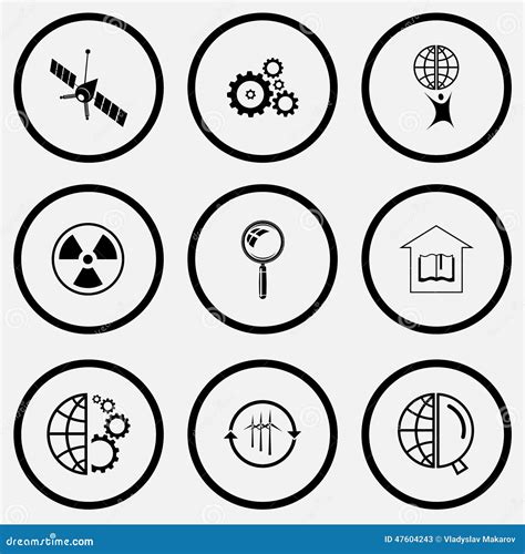 Science Set. Black and White Set Icons. Stock Illustration - Illustration of element, adjustment ...