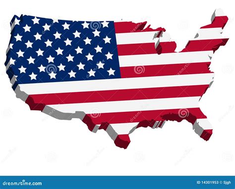 3D USA Map With US Flag Stock Photos - Image: 14301953