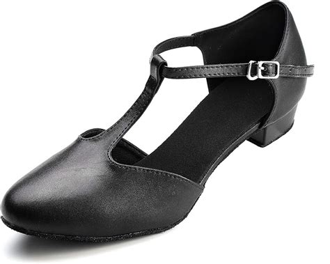 Dress First Chaussures de danse plates pour femme à talon bas en cuir ...