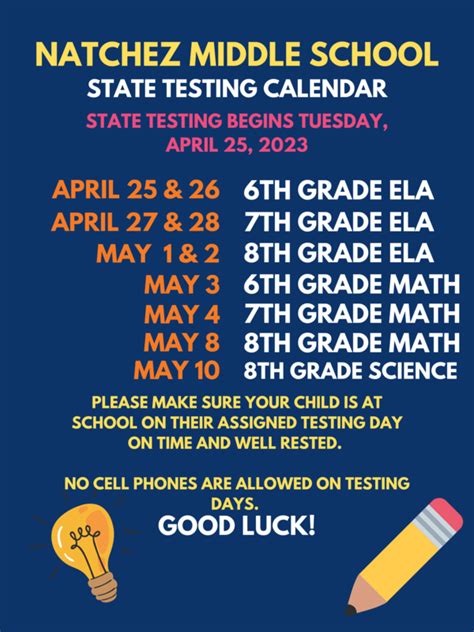 NMS Testing Calendar | Natchez-Adams School District