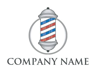 online barber logo pole in circle | Logo Template by LogoDesign.net