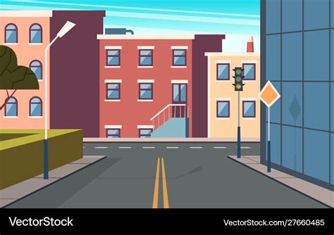 City street cartoon urban structure buildings Vector Image