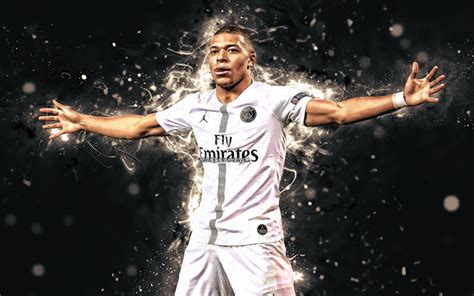 Download wallpapers 4k, Kylian Mbappe, white unifor, PSG, french ...