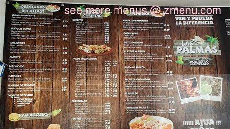 Online Menu of Las Palmas Tacos Restaurant, Dallas, Texas, 75227 - Zmenu