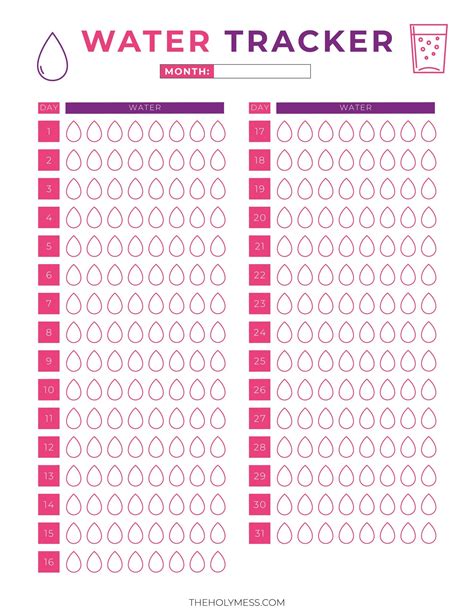 Track Water Intake Chart