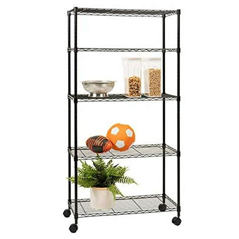 Black Metal Shelving Unit, URHOMEPRO 5-Tier Heavy Duty Height Adjustable Kitchen Storage Shelves ...