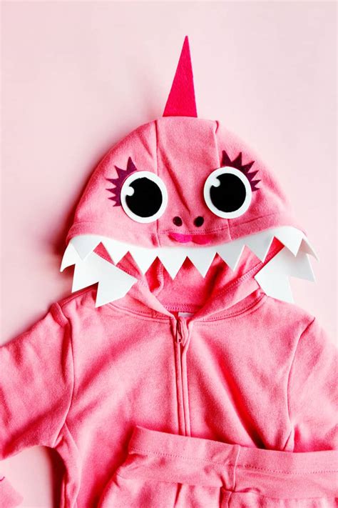 Pink DIY baby shark costume with a hoodie - see kate sew