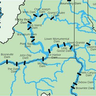 1. Map of U.S. Dams on the Columbia and Snake Rivers. Solid dots and... | Download Scientific ...