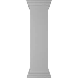 Ekena Millwork Plain 48 in. x 12 in. White Box Newel Post, Peaked Capital and Base Trim ...