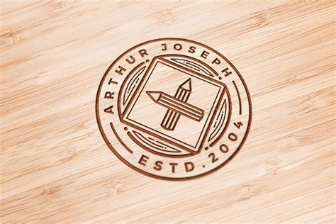 Wood Engraved PSD Logo Mockup | Hyperpix