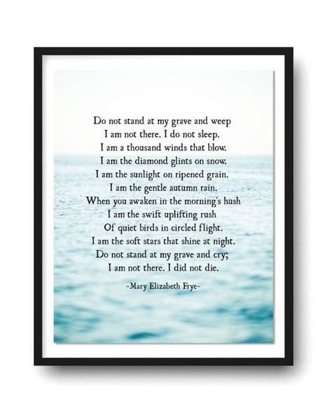 Poetry Print Mary Elizabeth Frye Do not Stand Poetry Wall Art Poem ...