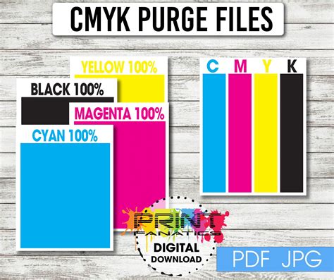 CMYK Printer Purge Files, Instant Download and Print for Help W ...