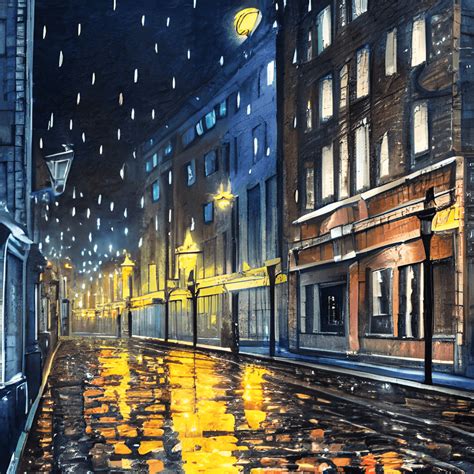 Rainy Old Street in Old London by Night Illustration Award · Creative Fabrica