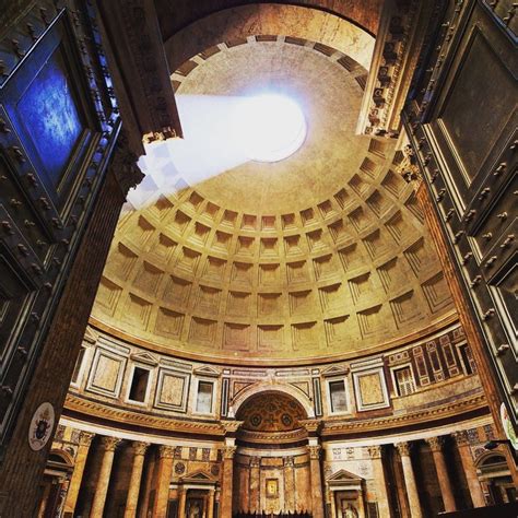 The oculus is open. When the Pantheon was built the only source of light was the oculus in the ...