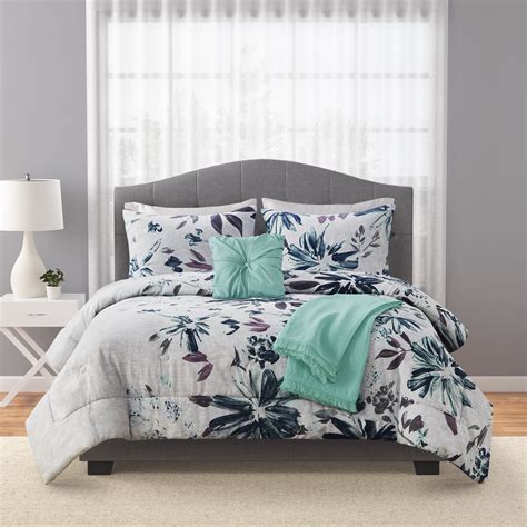 Mainstays 5-Piece Blue Floral Comforter Set, King - Walmart.com