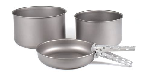 Outdoor Camping Titanium Cookware Sets 2 Titanium Pots And 1titanium Frying Pan - Buy Titanium ...