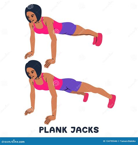 PLank Jacks. Plank. Planking. Sport Exersice. Silhouettes of Woman Doing Exercise Stock ...