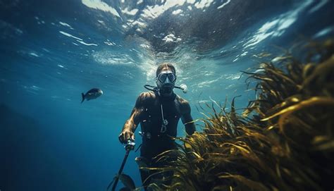 Spearfishing underwater | Premium AI-generated image