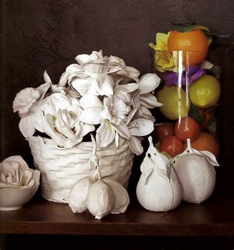 Plaster-dipped silk flowers and plastic fruit | Plaster crafts, Paris crafts, Diy plaster