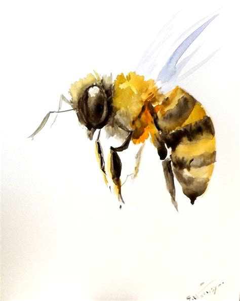 Bee original watercolor painting 10 X 8 in bee art by ORIGINALONLY Watercolor Animals, Original ...