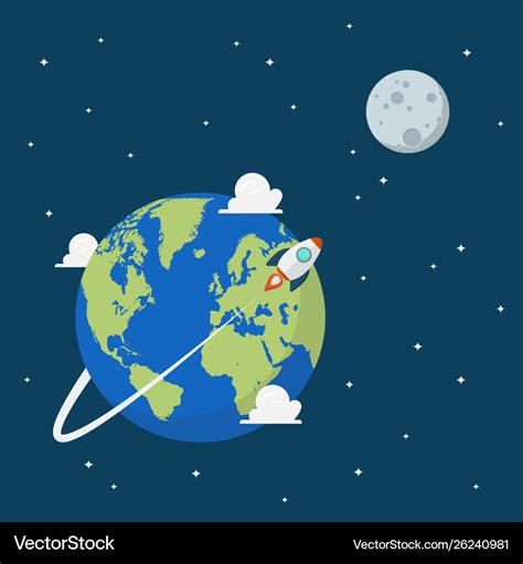 Planet earth and moon in space Royalty Free Vector Image