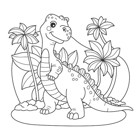 Free Vector | Cute coloring book with dinosaur