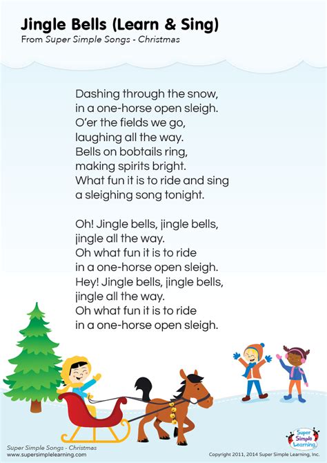 Lyrics poster for "Jingle Bells" Christmas song from Super Simple ...