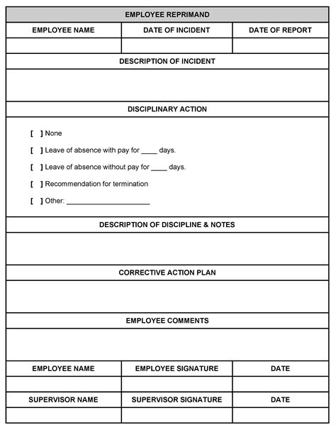 Employee Reprimand Form