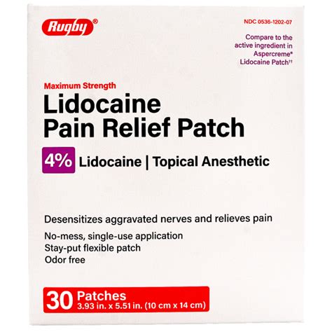 Rugby Lidocaine Pain Relief Patch 4% 30 Patches – My Village Green