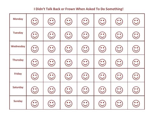 Smiley Face Behavior Chart Printable - Printable Word Searches