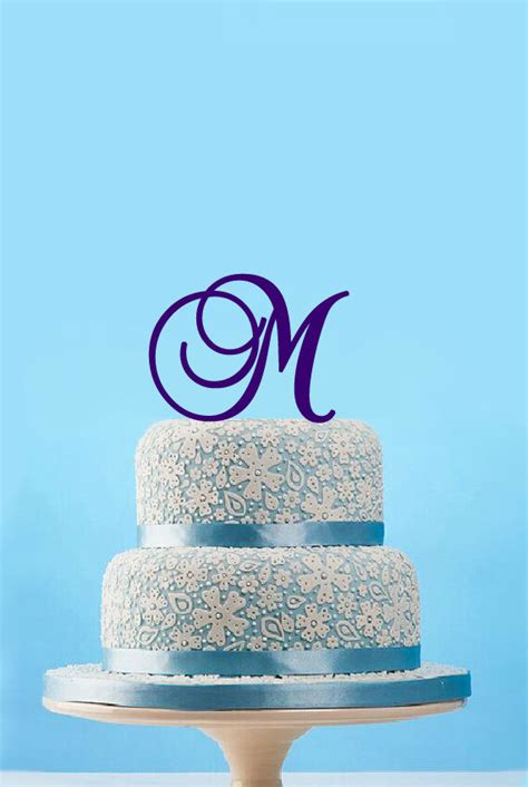 Monogram Initial Cake Topper-Custom Monogram Cake Topper-letter M Cake Topper- A B C D E F G H I ...