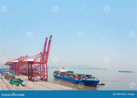 Port of ningbo stock photo. Image of berth, cargo, ningbo - 97827020