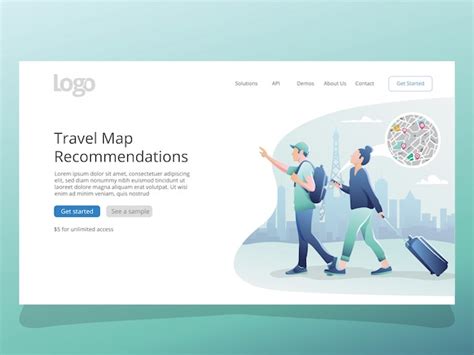 Premium Vector | Traveling map illustration for landing page template