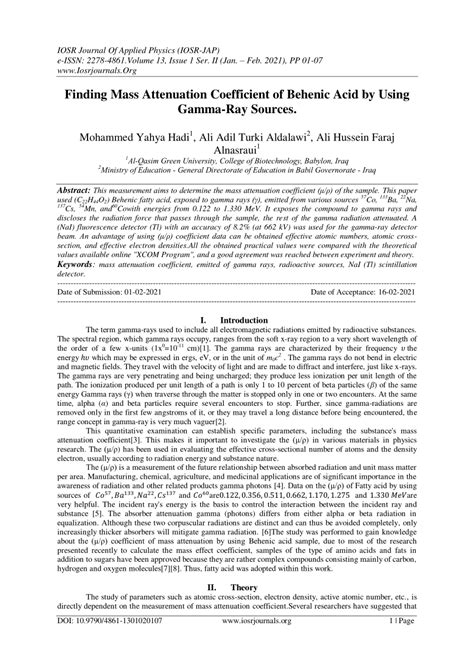 (PDF) Finding Mass Attenuation Coefficient of Behenic Acid by Using ...