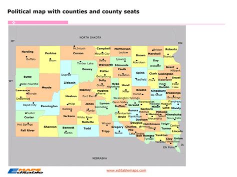 South Dakota county map - Editable PowerPoint Maps