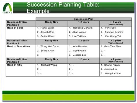 Organizational Succession Planning Template