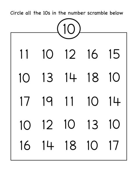 Number 10 Preschool Worksheets | Learning Printable