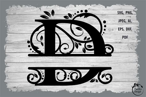 Monogram letter D. Split monogram letter d SVG, DXF, PNG By LusiKo ...