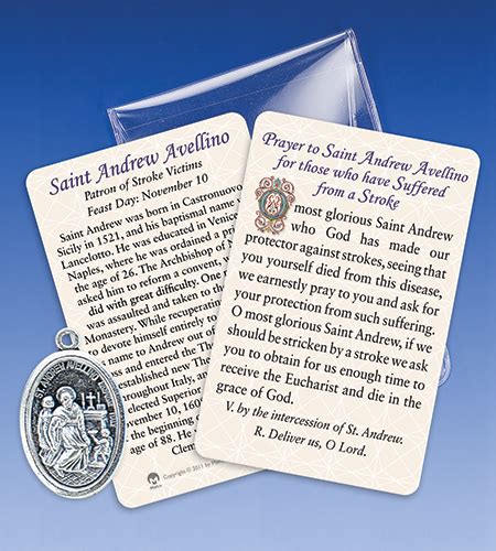 Saint Andrew Avellino/Stroke Healing Medal with Prayer Card | 4831204 | Malhame