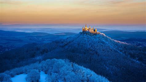 Download Winter Horizon Landscape Germany Castle Man Made Hohenzollern Castle HD Wallpaper