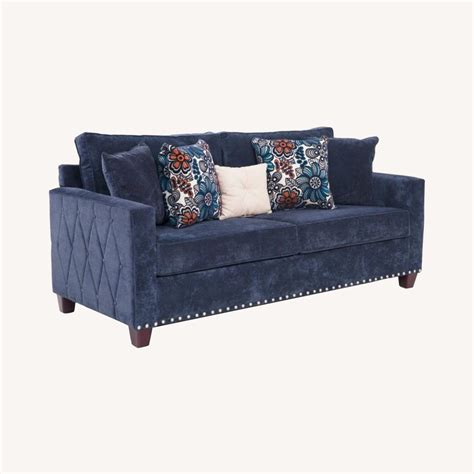 Blue Velvet Sofa Set - AptDeco