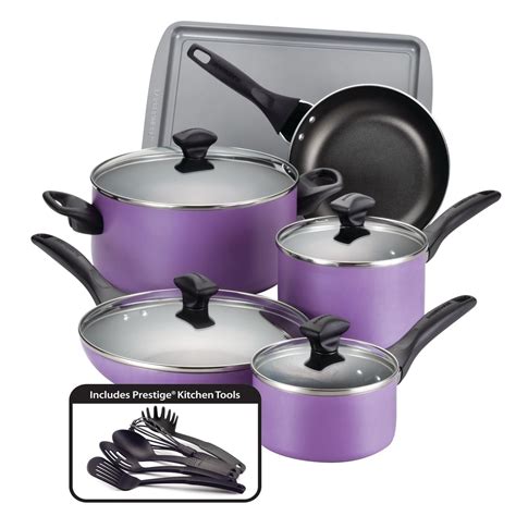 Farberware Dishwasher Safe Nonstick 15 Piece Cookware Set in Purple - Walmart.com - Walmart.com